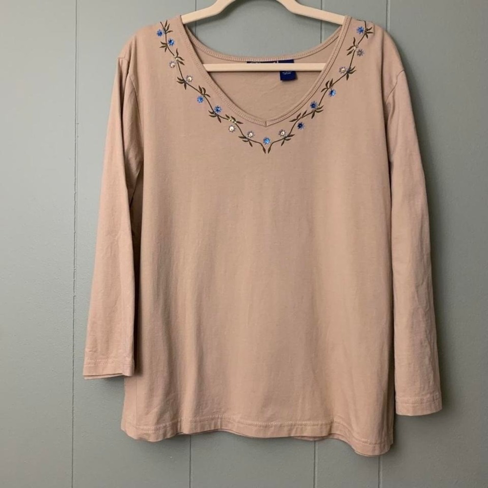 Vintage‎ Y2K beaded floral embroidered shirt